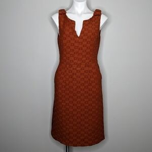 Tabitha burnt orange knit v neck dress 4